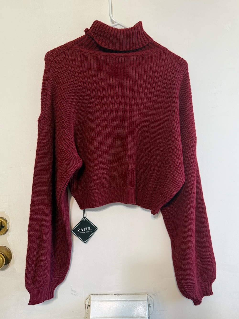 New Zaful Wine Red Cropped Turtleneck Sweater size Small